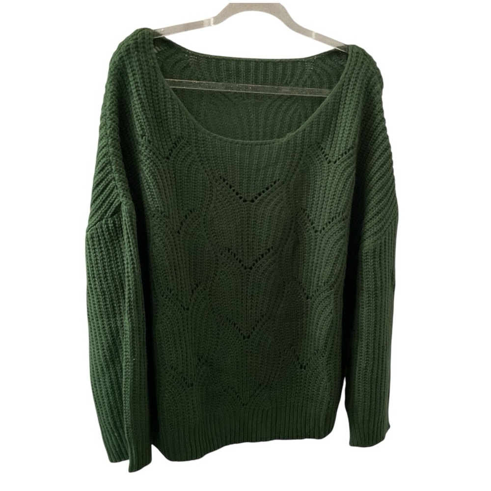 Green Crew Neck Sweater with Chunky Knit P:30 L:27